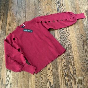 Love Token NWT ribbed sweater, balloon sleeves, cutouts, M